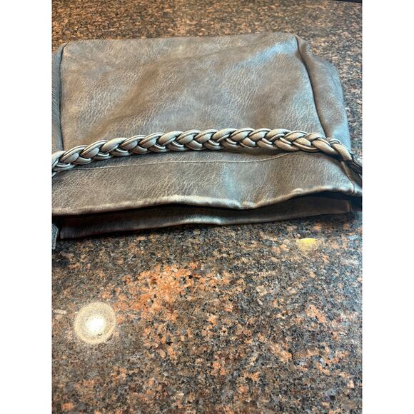 Antik Kraft Gray Leather Hobo Bag with Braided Handle and Tassel - Picture 11 of 16